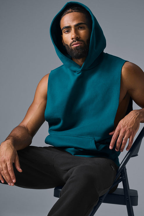 alo Men's Renown Sleeveless Hoodie - Oceanic Teal