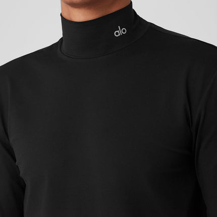 alo Men's Conquer Reform Mock Neck Long Sleeve - Black