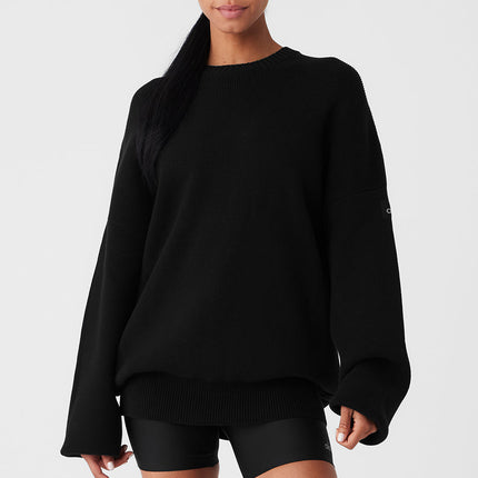 alo Women's Scholar Crew Neck Sweater - Black