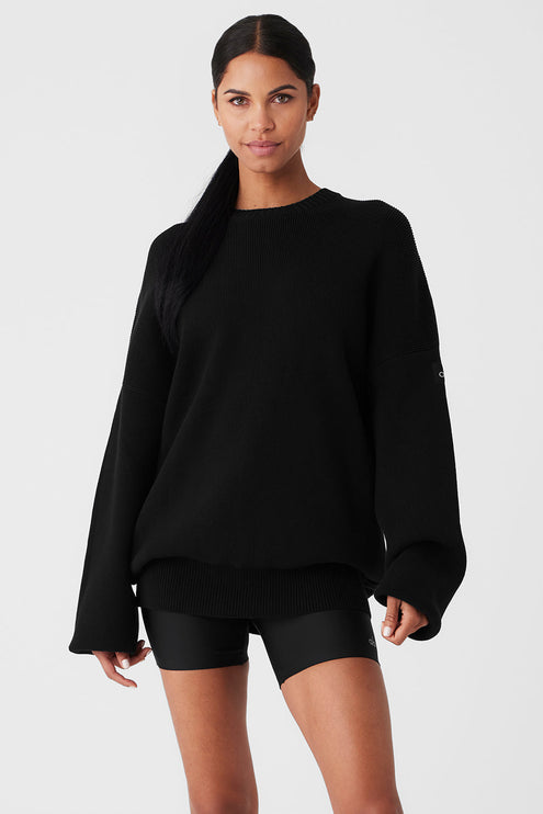 alo Women's Scholar Crew Neck Sweater - Black