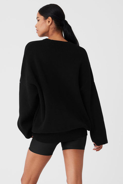 alo Women's Scholar Crew Neck Sweater - Black