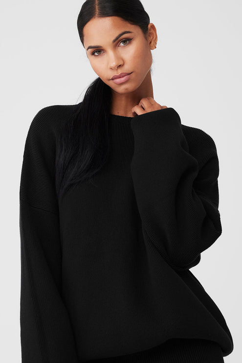 alo Women's Scholar Crew Neck Sweater - Black