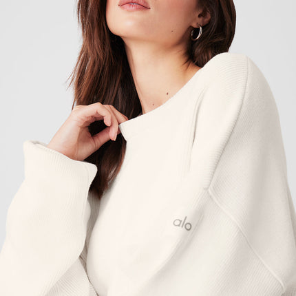 alo Women's Scholar Crew Neck Sweater - Ivory