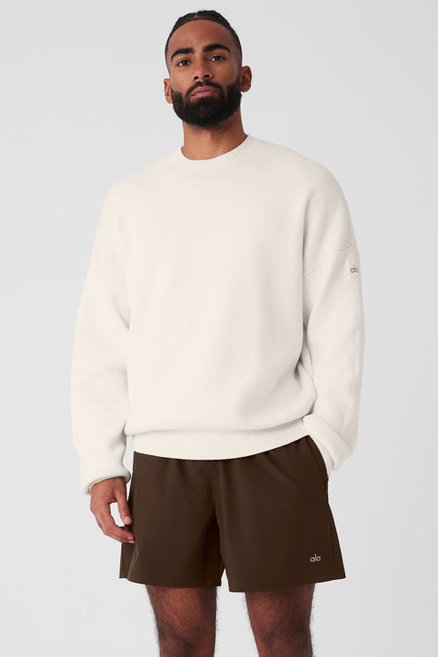 alo Men's Scholar Crew Neck Sweater - Ivory