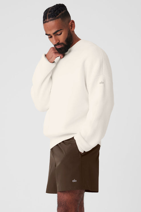 alo Men's Scholar Crew Neck Sweater - Ivory