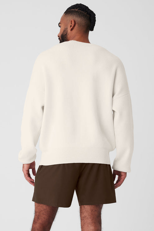 alo Men's Scholar Crew Neck Sweater - Ivory