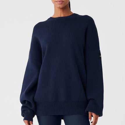 alo Women's Scholar Crew Neck Sweater - Navy