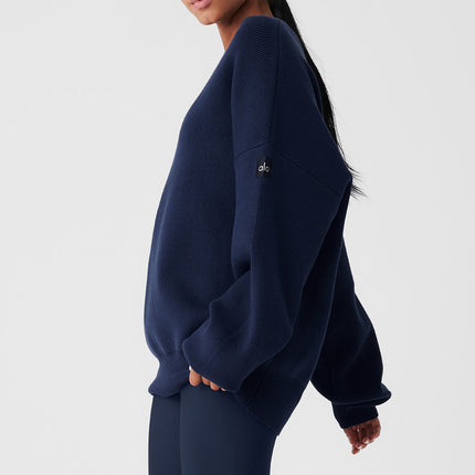 alo Women's Scholar Crew Neck Sweater - Navy