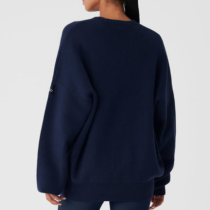 alo Women's Scholar Crew Neck Sweater - Navy