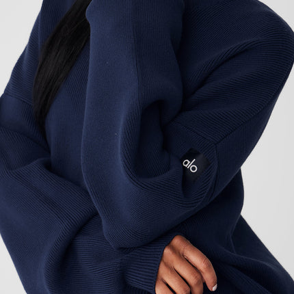 alo Women's Scholar Crew Neck Sweater - Navy
