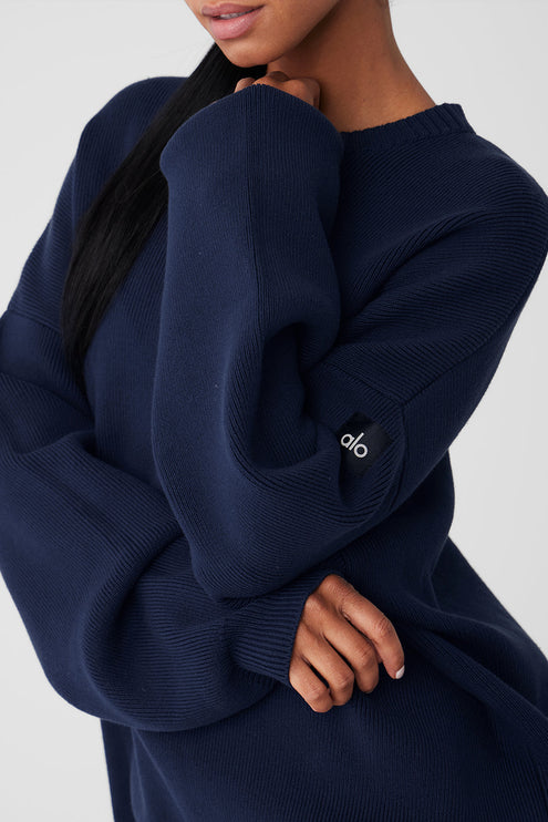 alo Women's Scholar Crew Neck Sweater - Navy