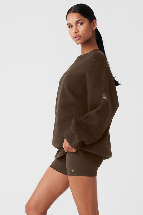alo Women's Scholar Crew Neck Sweater - Espresso