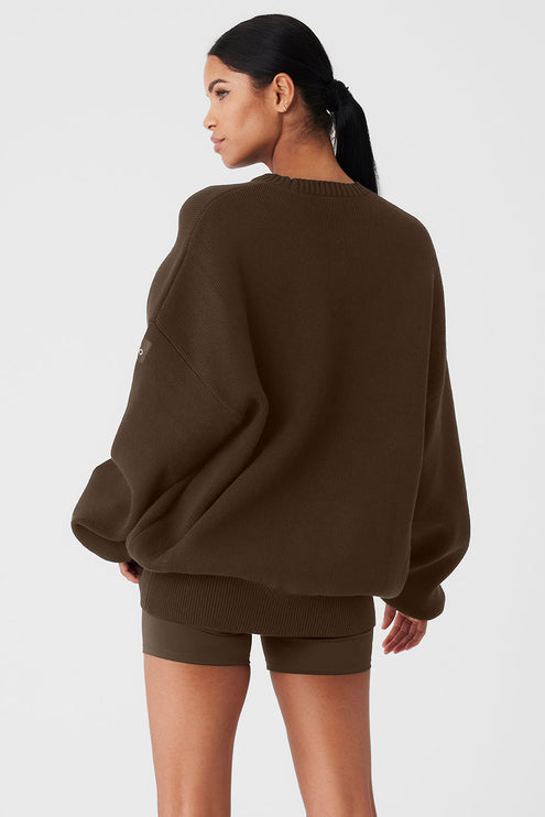 alo Women's Scholar Crew Neck Sweater - Espresso