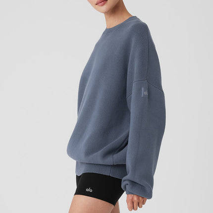 alo Women's Scholar Crew Neck Sweater - Bluestone