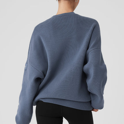 alo Women's Scholar Crew Neck Sweater - Bluestone