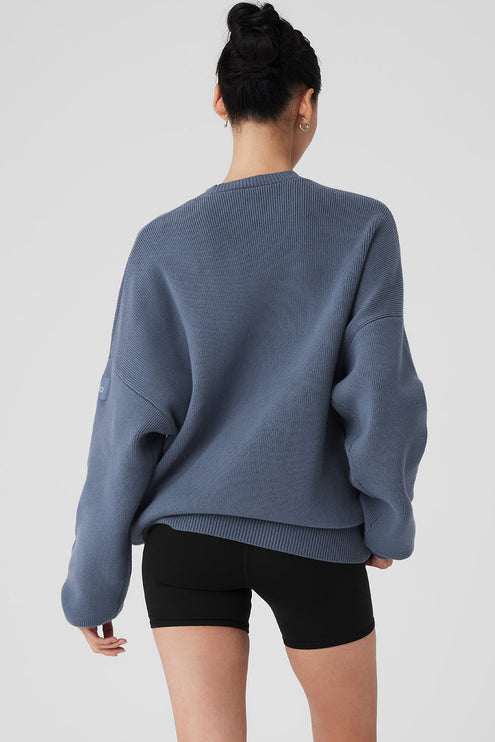 alo Women's Scholar Crew Neck Sweater - Bluestone