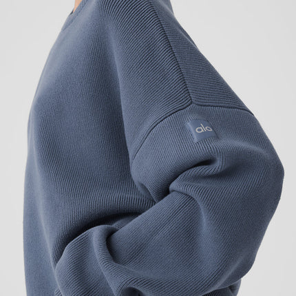 alo Women's Scholar Crew Neck Sweater - Bluestone