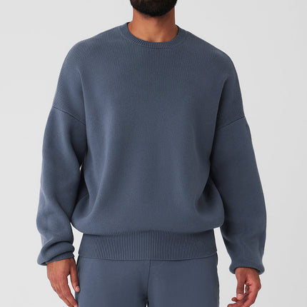 alo Men's Scholar Crew Neck Sweater - Bluestone