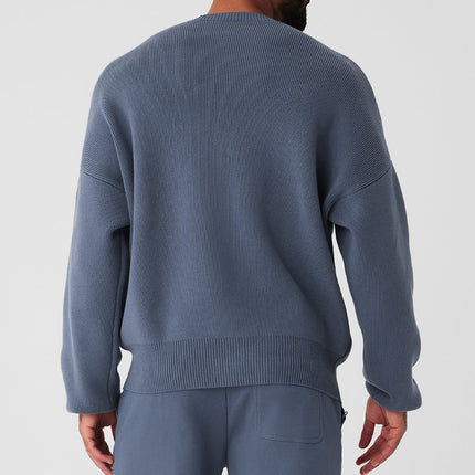 alo Men's Scholar Crew Neck Sweater - Bluestone