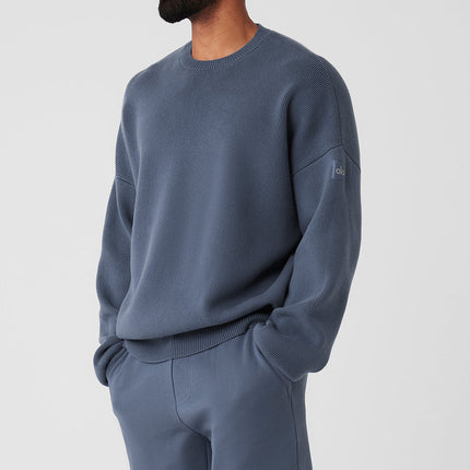 alo Men's Scholar Crew Neck Sweater - Bluestone