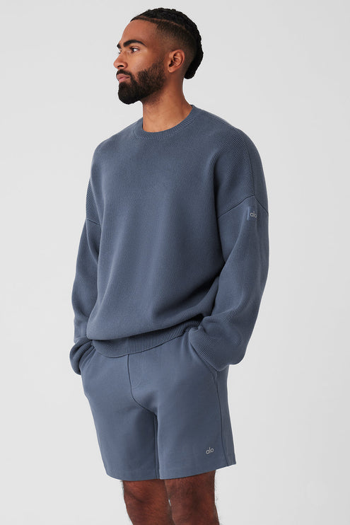 alo Men's Scholar Crew Neck Sweater - Bluestone