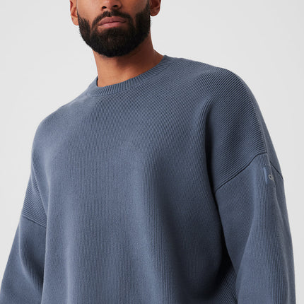 alo Men's Scholar Crew Neck Sweater - Bluestone