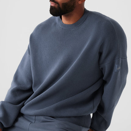 alo Men's Scholar Crew Neck Sweater - Bluestone