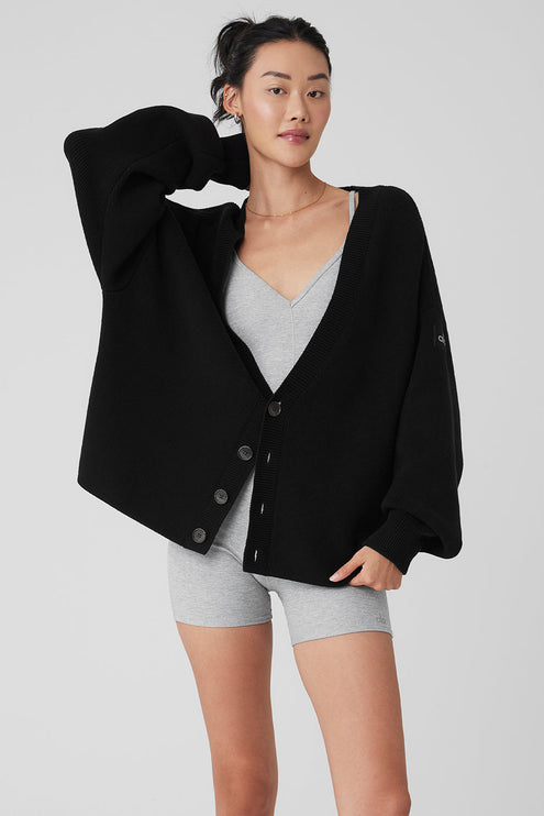 alo Women's Scholar Cardigan Sweater - Black