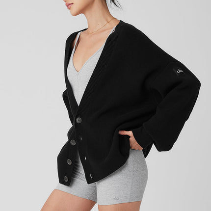 alo Women's Scholar Cardigan Sweater - Black