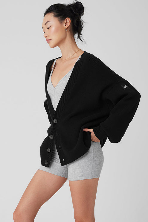 alo Women's Scholar Cardigan Sweater - Black
