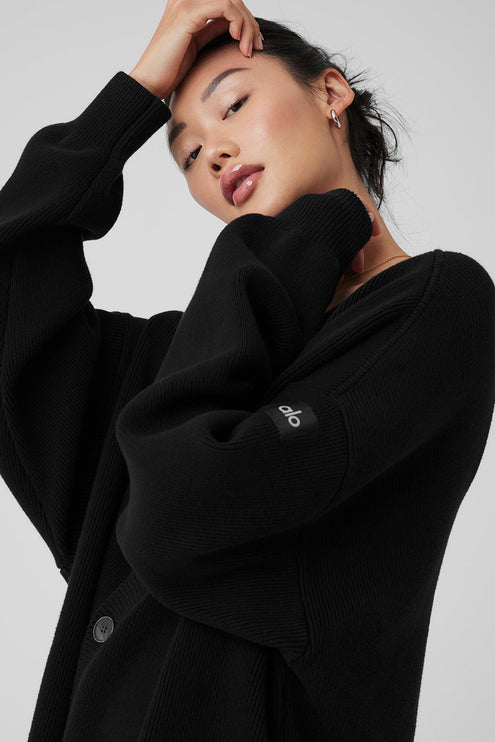alo Women's Scholar Cardigan Sweater - Black
