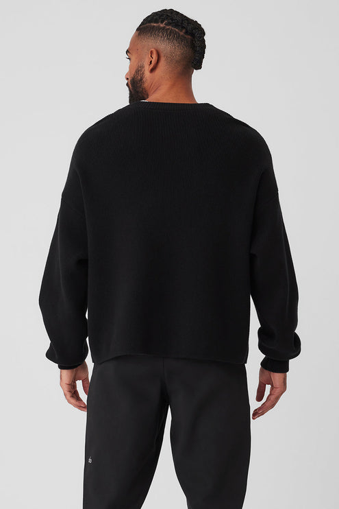 alo Men's Scholar Cardigan Sweater - Black