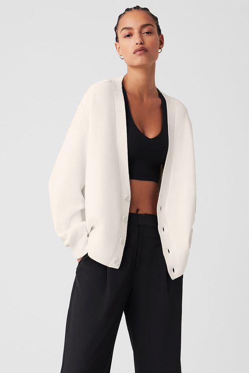 alo Women's Scholar Cardigan Sweater - Ivory
