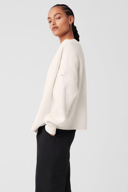 alo Women's Scholar Cardigan Sweater - Ivory