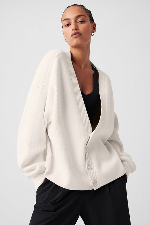 alo Women's Scholar Cardigan Sweater - Ivory