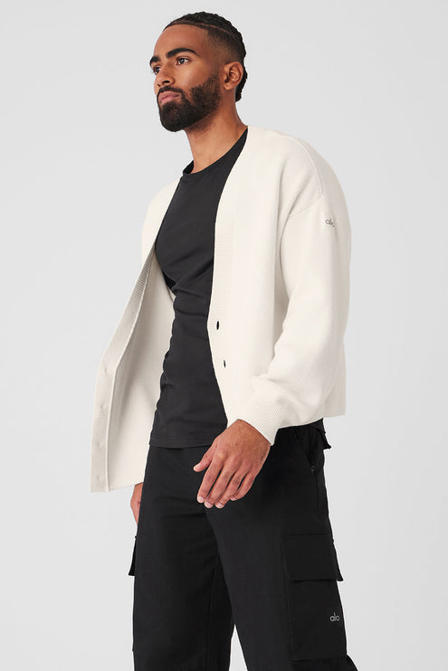alo Men's Scholar Cardigan Sweater - Ivory