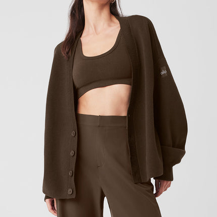 alo Women's Scholar Cardigan Sweater - Espresso