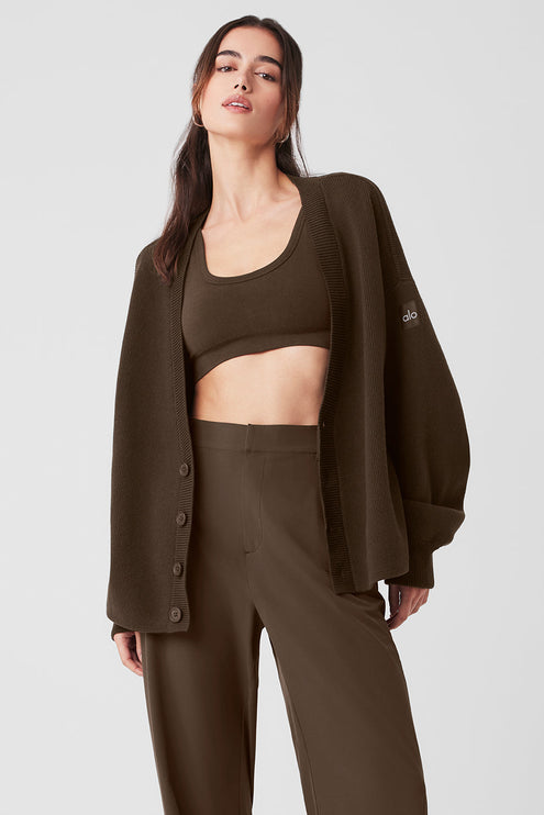 alo Women's Scholar Cardigan Sweater - Espresso