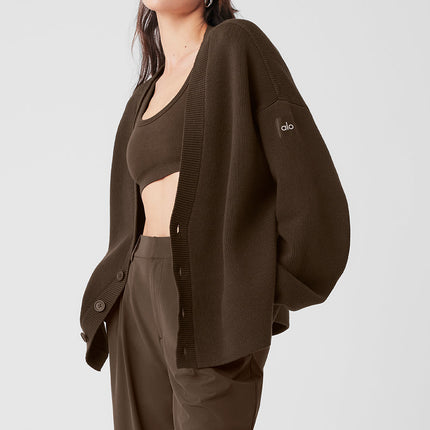 alo Women's Scholar Cardigan Sweater - Espresso