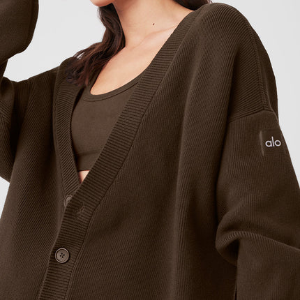 alo Women's Scholar Cardigan Sweater - Espresso