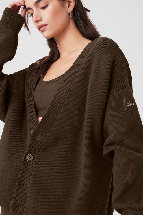 alo Women's Scholar Cardigan Sweater - Espresso