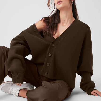 alo Women's Scholar Cardigan Sweater - Espresso