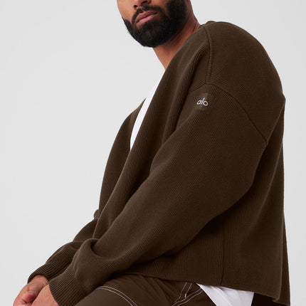 alo Men's Scholar Cardigan Sweater - Espresso
