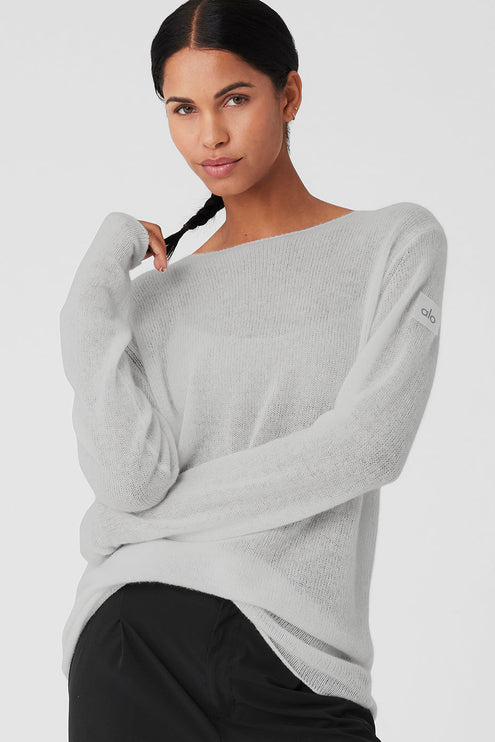 alo Women's Cashmere Reform Long Sleeve - Dove Grey Heather