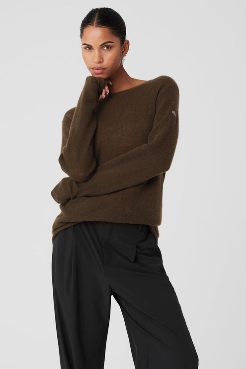 alo Women's Cashmere Reform Long Sleeve - Espresso