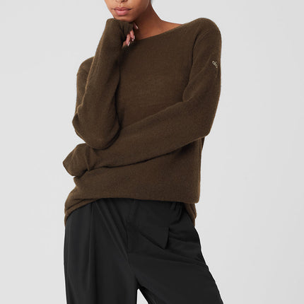 alo Women's Cashmere Reform Long Sleeve - Espresso