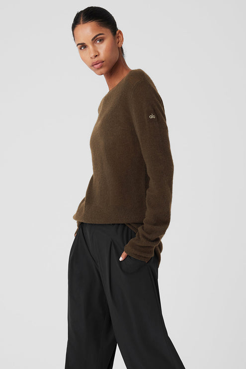 alo Women's Cashmere Reform Long Sleeve - Espresso