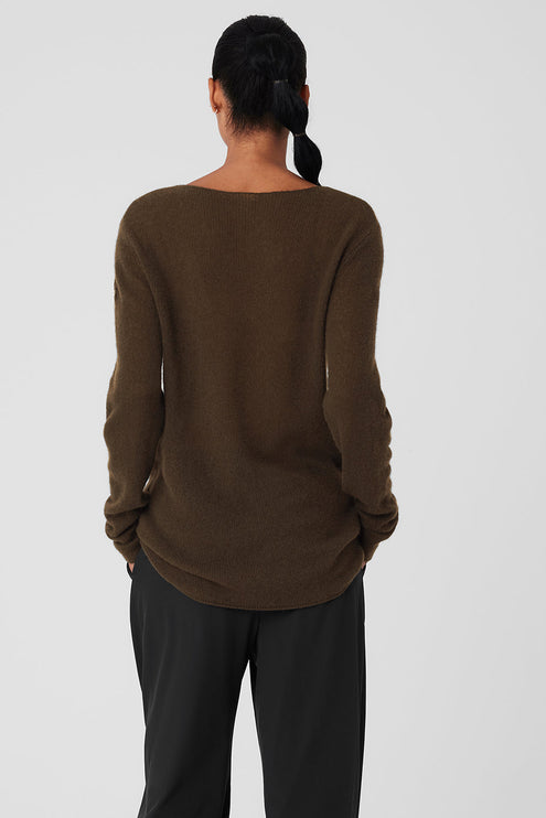 alo Women's Cashmere Reform Long Sleeve - Espresso
