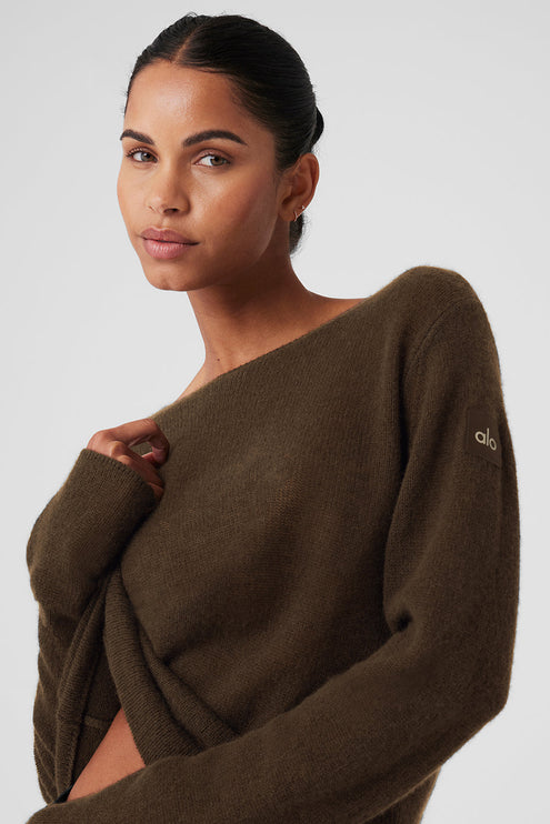 alo Women's Cashmere Reform Long Sleeve - Espresso