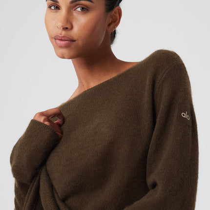 alo Women's Cashmere Reform Long Sleeve - Espresso